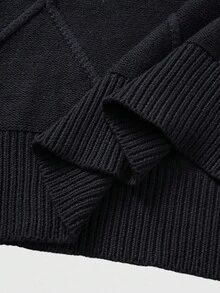 ROMWE MEN Street Life Men's Street Fashion Casual Gradient Crew Neck Sweater, For Fall Winter, Grunge Style - Black - View 4