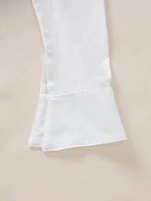 SHEIN Teenage Girls' Autumn/Winter Floral Gray Japanese Style Sweatshirt Patchwork With Blue & White Striped Shirt Collar, English Letter Print Long Sleeve, Hem Patchwork With Blue & White Striped Woven Fabric, Casual Pullover Suitable For Autumn/Winter Daily Wear, Outings, Vacations, Parties Fall