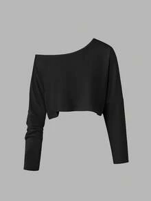 Sweetra 2 件套女士露肩长袖衬衫，通勤百搭，秋季 - 彩色 - 查看 4