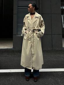 DAZY Casaco Trench Feminino Casual com Gola Virada e Cintura Marcada, Outono