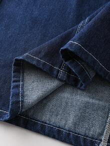 GlowEve Chân váy denim dáng chữ A bất đối xứng có túi thường ngày dành cho nữ - Màu xanh lam - Xem 5