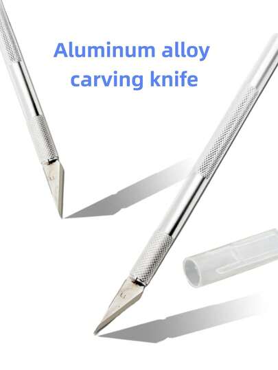 1 st aluminiumlegering carving kniv 5 st ersättningsblad precisionsgravyrverktyg för DIY hantverk scrapbooking trä gummistämpeltillverkning konstdesign hobbytillbehör konstnärer vuxna