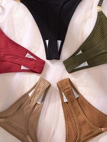 SHEIN 5pcs/Set Women's Minimalist Multi-Color Thong Panties, Suitable For Summer - Multicolor - View 6