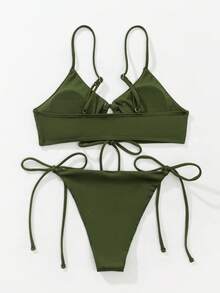 Oceva Summer Beach Rib Tie Side Bikini - Army Green - View 2