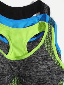 SHEIN Sports 女士日常健身运动文胸，带修身设计 - 彩色 - 查看 4