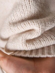 CosyJoli 大码女式休闲宽松针织开衫，前系带，长袖，秋冬 - 杏色 - 查看 6