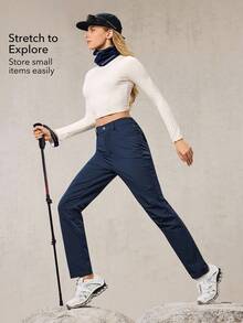 OutZeal 女士无氟防水弹力多口袋修身户外裤 徒步露营 - 藏蓝色 - 查看 2