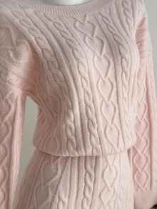 SHEIN Unity Abito casual da donna in maglia, senza schienale, con design traforato, adatto per vacanze e tempo libero - Rosa - Visualizzare 5