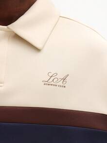 SUMWON Koszulka polo Premium z długim rękawem w blokach kolorów, swobodna, jesień, regularny krój, z kołnierzykiem, klasyczna odzież męska, luksusowa, zimowa, niezbędna, styl uliczny, miejski - Wielokolorowe - Zobacz 5