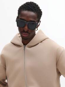 Áo Hoodie SUMWON dáng regular tối giản, khóa kéo toàn thân, chi tiết dập nổi phía sau, phong cách đường phố thường ngày, thời trang đô thị, món đồ thiết yếu cho mùa thu đông, lớp áo khoác ngoài thoải mái, mặc hàng ngày, thiết kế cổ điển, đơn giản. - Màu Khaki - Xem 4