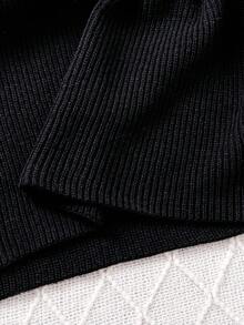 秋冬校园风大童蝴蝶结麻花针织毛衣裙，腰部收紧舒适贴身，亲肤防静电针织连衣裙 - 黑色 - 查看 7