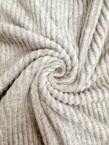 SHEIN LUNE Women's Casual Ribbed V-Neck Long Sleeve Sweatshirt, Versatile - Apricot - View 5