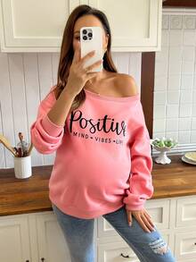 SHEIN Casual Long Sleeve Crew Neck Printed Sweatshirt, Autumn/Winter - Pink - View 5