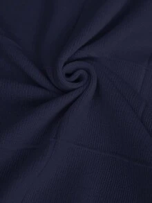 Ontre 女士宽松侧开衩半袖针织连衣裙，百搭百搭商务休闲连衣裙，优雅婚礼宾客连衣裙，秋冬 - 藏蓝色 - 查看 9