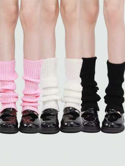 Kawaii 3 Pairs Women's Leg Warmers Set