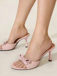 CUCCOO CHICEST Giày cao gót mũi tròn đính nơ thanh lịch dành cho nữ, giày da lộn giả màu hồng nhạt thời trang lãng mạn gợi cảm cho tiệc trà chiều, hẹn hò, tiệc tùng, dịp trang trọng, ngày lễ, sinh nhật, năm mới - Bụi hồng - Xem 5