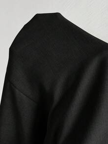 Firerie Áo khoác blazer cổ ve tối giản thường ngày cỡ lớn dành cho nữ, phù hợp để đi làm và đi chơi, trang phục thu đông dành cho nữ - màu đen - Xem 9