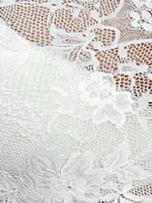 SHEIN Tall CURVE 大码女式优雅性感纯色透明蕾丝衬衫 - 白色 - 查看 6