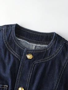 GlowEve Casual Washed Cropped Denim Top, Autumn - Blue - View 3