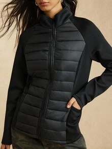 Easelle 黑色秋冬长袖棉服 - 黑色 - 查看 4