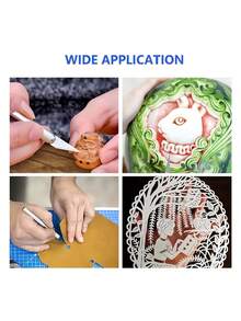 1PC Aluminum Alloy Carving Knife 5PCS Replacement Blades Precision Engraving Tool For DIY Craft Scrapbooking Wood Rubber Stamp Making Art Design Hobby Supplies Artists Adults