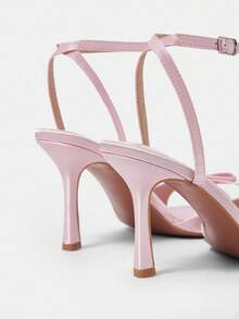 CUCCOO CHICEST Ladies' Pink Satin Round Toe High Heel Sandals With Ankle Strap Spring Shoes Spring Break Easter Prom Heels