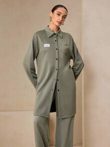 Graceveil Women's Military Green Sweatshirt Material Casual Stylish Long Shirt Top