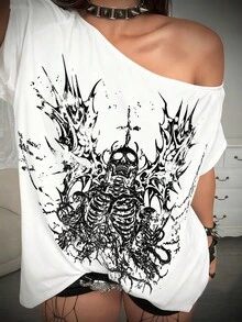 Whyspr Áo thun ôm vừa vặn họa tiết chắp vá ren Rave - trắng - Xem 6