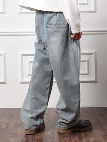 SUMWON Relaxed Fit Wide Leg Chino Jeans Classic Retro Style Baggy Denim Pants With Straight Cut Oversized Street Fashion All Season Bottoms