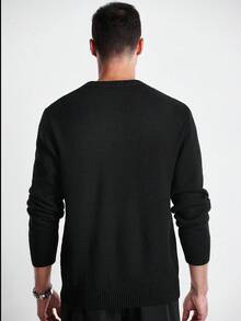 Formmaro Men's Crew Neck Sweater, Long Sleeve Knit Pullover For Casual Wear, Home, Work Commute, Gift For Boyfriend/Family, Autumn/Winter Christmas - Black - View 5