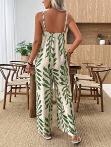 EMERY ROSE Women's Floral Print Sleeveless Jumpsuit - Green - View 2