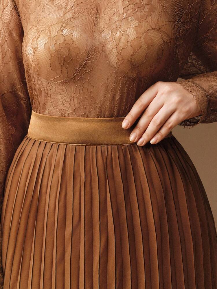 Plus Size Women Elegant Fashion Versatile Ombre Pleated Skirt