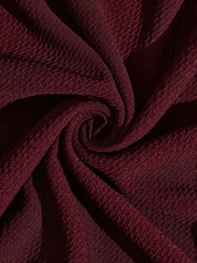 SHEIN LUNE Plus Size Women's Red & White Contrast Collar 2 In 1 Top, Thanksgiving New Years Winter Rave Burgundy Casual Top - Burgundy - View 8