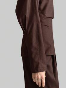 Ontre 2025秋冬女士束腰立领长袖衬衫，现代优雅都市商务休闲办公装，适合约会、派对、郊游、婚礼、生日、万圣节、圣诞节等场合，优雅女士衬衫，教师装 - 咖啡棕 - 查看 6