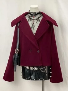 EgrlEra Women's Burgundy Loose Fit Short Jacket - Burgundy - View 1