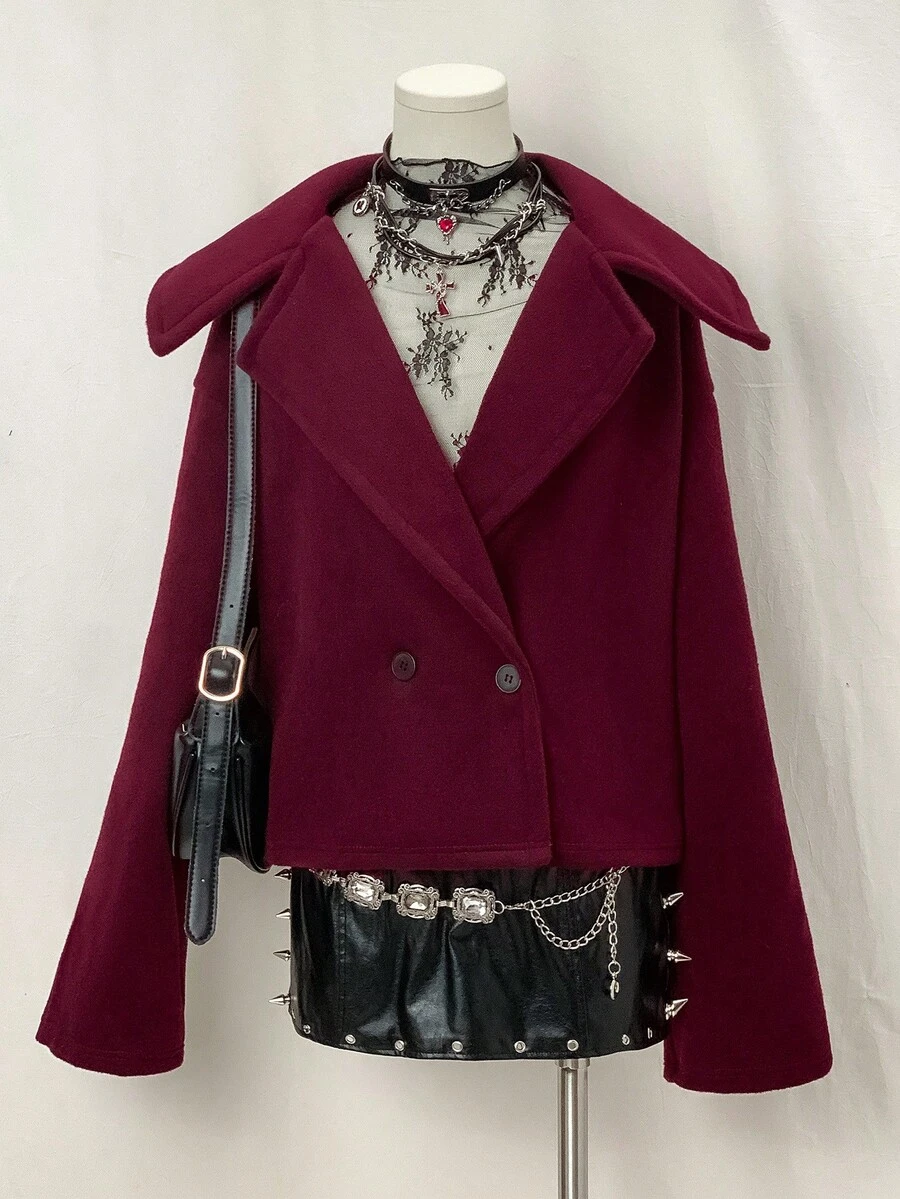 EgrlEra Women's Burgundy Loose Fit Short Jacket - Burgundy - View 1