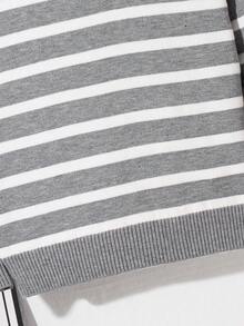 青少年男孩休闲条纹立领开衫秋冬女孩服装 - 灰色 - 查看 5