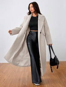 SHEIN Unity 休闲翻领长款大衣