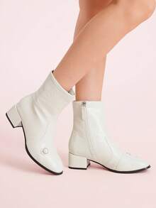 CUCCOO DOLLMOD Women's Fashionable White Elegant Mid-Calf Boots - White - View 5