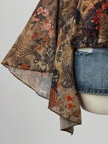 SHEIN CURVE+ Áo lưới in họa tiết cỡ lớn cho nữ - Nhiều màu - Xem 6