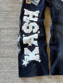 SHEIN Women's Fashionable Printed Retro Style Pants - Navy Blue - View 4