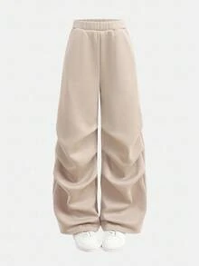 Girlism 少女休闲针织连帽卫衣和卫衣套装 - 卡其色 - 查看 9