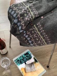 DAZY 女士圆领韩版撞色装饰心形开衫秋冬