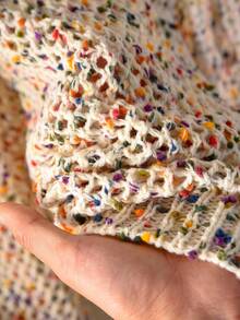 CosyJoli Plus Size Casual Colorful Table Tennis Yarn Texture Tie-Up Bow Hollow Out Front Open Knitted Cardigan Jacket, Sun-Proof In Fall/Winter - Multicolor - View 5