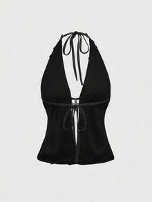 ROMWE Grunge Punk Conjunto de festival de estilo punk rock y diva, chaleco con cuello halter, sexy, con lentejuelas y colgante cruzado, adecuado para festivales de música, fiestas de Año Nuevo y estilo Y2K