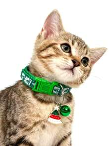 PETSIN 1 件宠物圣诞系列项圈；雪花印花铃铛项圈；圣诞系列吊坠项圈；宠物项圈；宠物用品。 - 彩色 - 查看 3