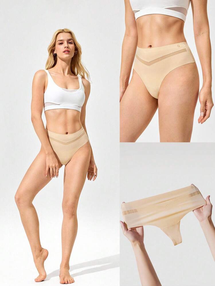 2-Pack Lines Be Gone Lightweight Breathable Stretchy Seamless High-Waist Thongs Daily Casual Wear
