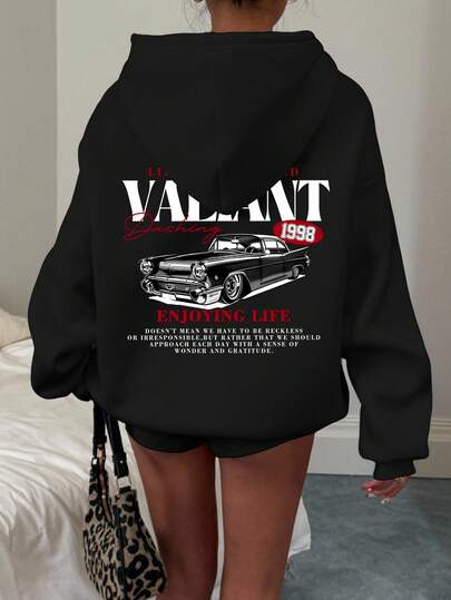 Attitoon 女士骑行图案宽松卫衣，适合毕业典礼、返校、街头风、教师节、秋冬季节、Y2K、复古、乡村、赛车等场合。