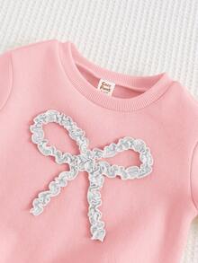 Cozy Pixies Conjunto de 2 piezas de top de manga larga con cuello redondo y hombros caídos con estampado de mariposa y pantalones de cintura elástica para niña bebé