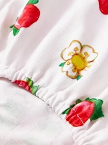 Strawberry Shortcake X SHEIN 1 chiếc váy hai dây in hình hoạt hình thú cưng, váy cho mèo/chó, cỡ XXS-XXXXL, cỡ cực nhỏ, cỡ cực lớn, họa tiết dâu tây, viền bèo nhún, ý tưởng quà tặng. - Đỏ - Xem 7